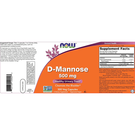 NOW Foods D-Mannose 500 mg - Haz Tu Pedido