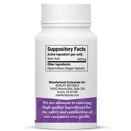 Newlife Naturals 30 Cápsulas De Ácido Bórico 600 mg Con 16 Aplicadores De Supositorios Vaginales - Haz Tu Pedido