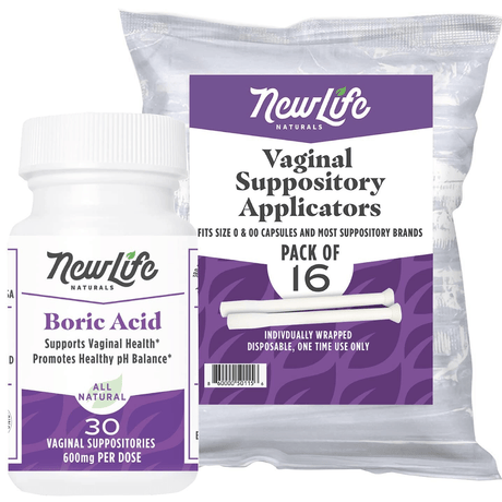 Newlife Naturals 30 Cápsulas De Ácido Bórico 600 mg Con 16 Aplicadores De Supositorios Vaginales - Haz Tu Pedido