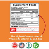 Happi Mi Nutrition Vitamin C 2000 mg With Vitamin D3 + Zinc + Echinacea Extract And Rose Hip - 120 Cápsulas Vegetarianas - Haz Tu Pedido