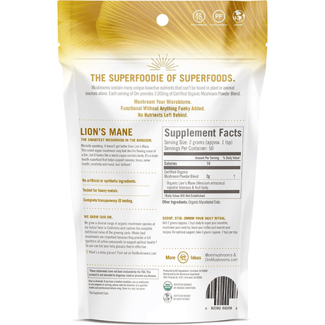 Om Mushroom Superfood Organic Lion's Mane Mushroom - Haz Tu Pedido