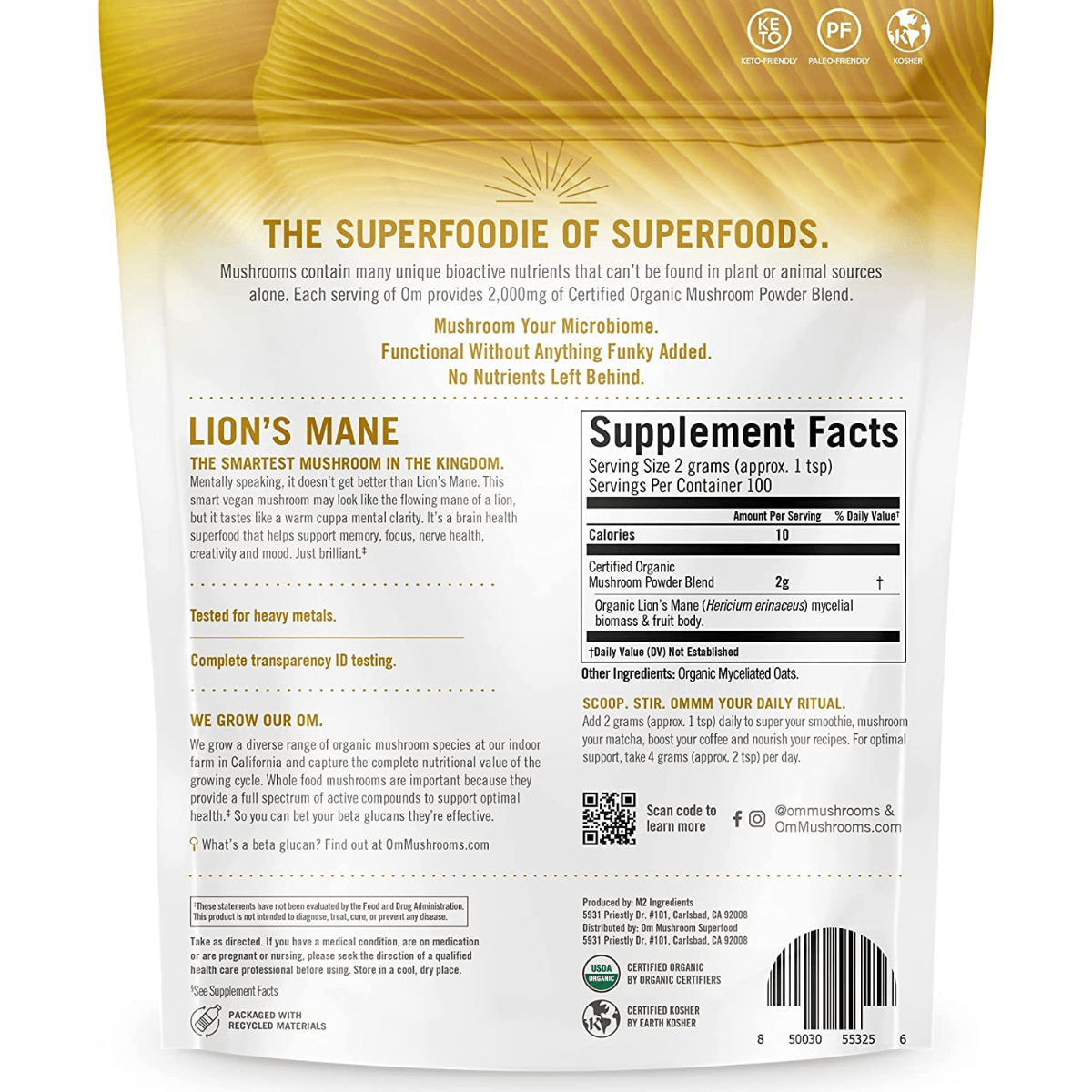 Om Mushroom Superfood Organic Lion's Mane Mushroom - Haz Tu Pedido