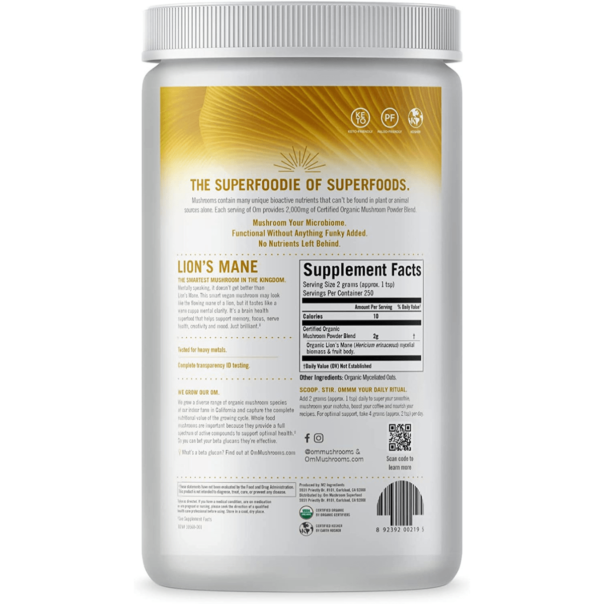 Om Mushroom Superfood Organic Lion's Mane Mushroom - Haz Tu Pedido