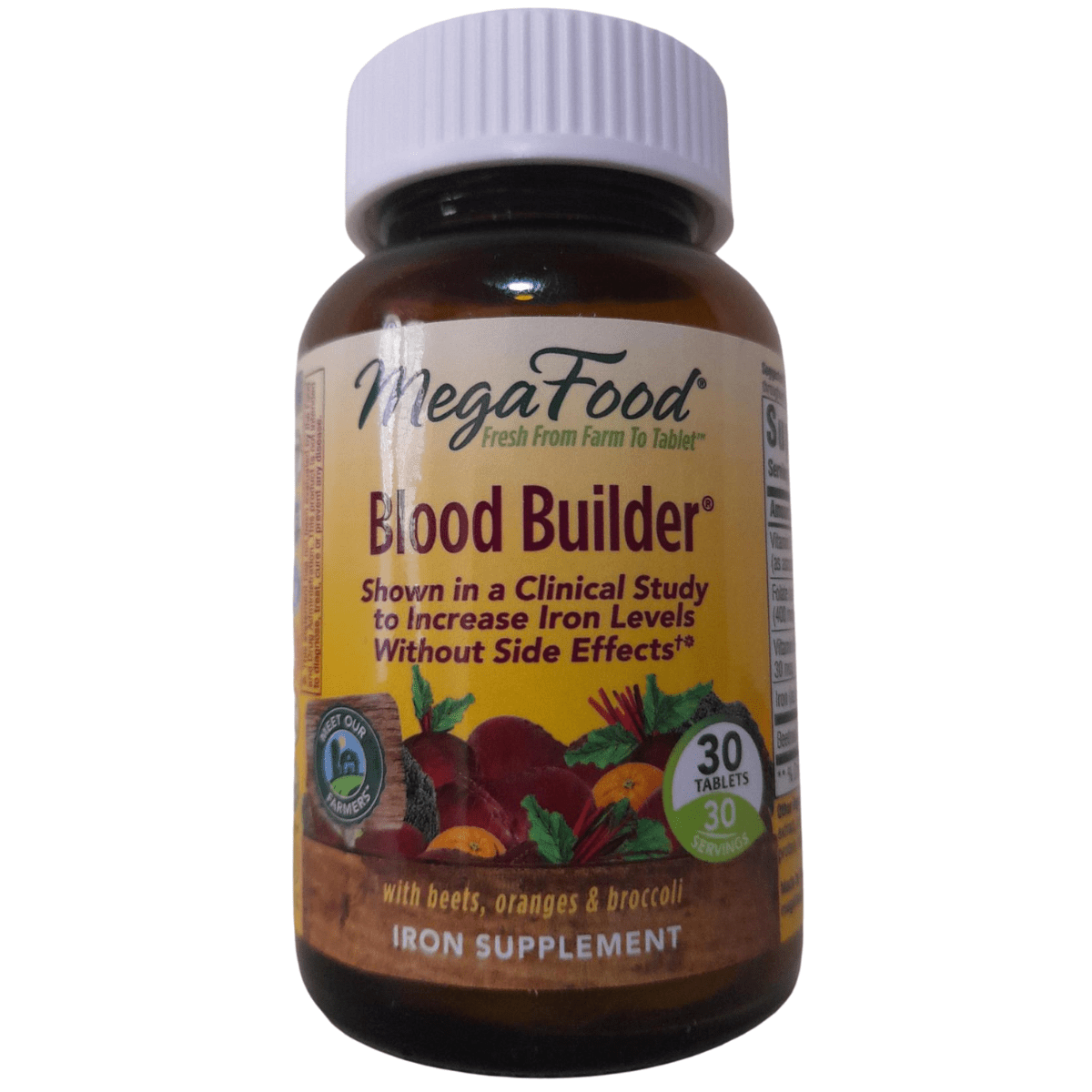Mega Food Iron with Vitamin B12 and Folic Acid - 30 Tabletas - Haz Tu Pedido
