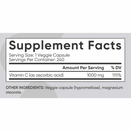 Sports Research Vitamina C 1000 mg - 240 Cápsulas Vegetales