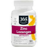 Frasco de suplemento 365 Whole Foods Market Citrato de Zinc con Vitamina C Limón 90 tabletas