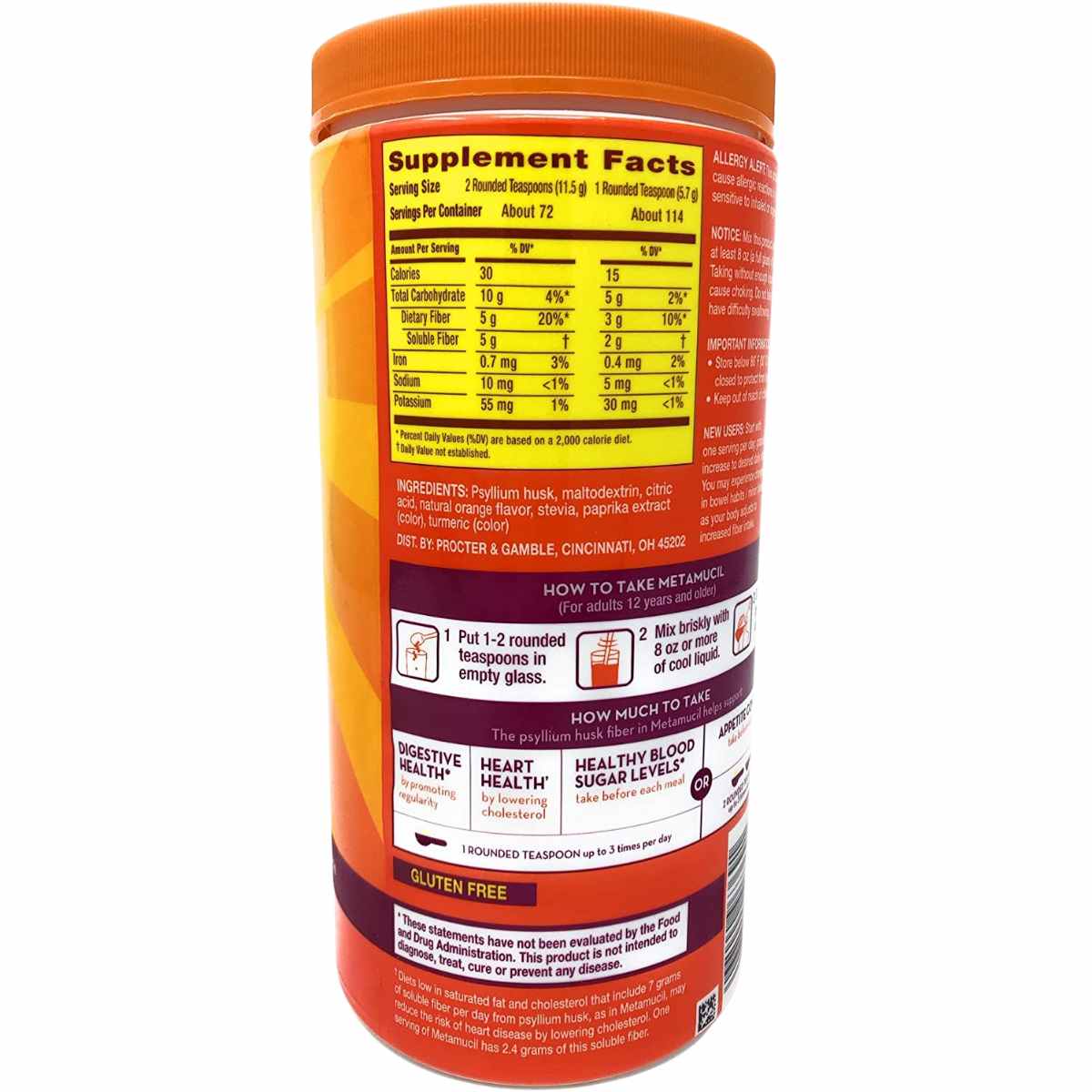 Metamucil Mezcla Premium Sin azúcar con Stevia - Naranja - Haz Tu Pedido