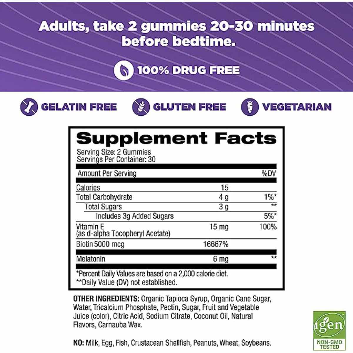 Melatonina con Biotina y Vitamina E - Frambuesa - 60 Gomitas - Haz Tu Pedido