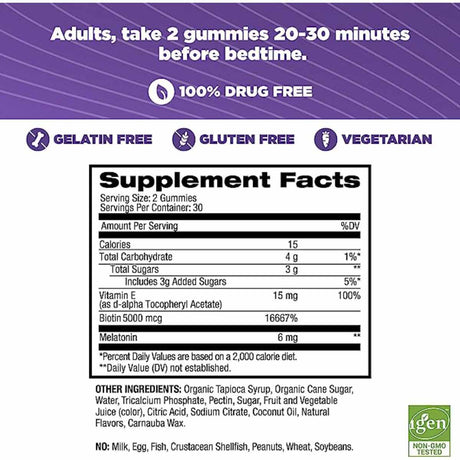Melatonina con Biotina y Vitamina E - Frambuesa - 60 Gomitas - Haz Tu Pedido
