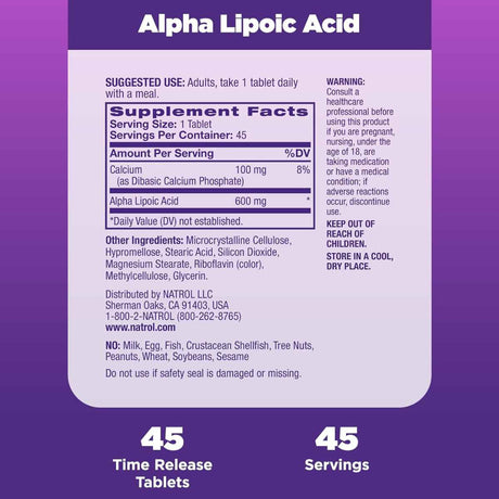 Ácido Alfa Lipoico - 45 Tabletas - Haz Tu Pedido
