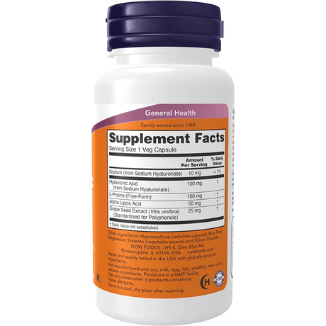 NOW Foods Double Strength Hyaluronic Acid 100mg - Haz Tu Pedido