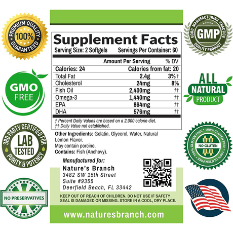 Nature's Branch Triple Strength Omega 3 Fish Oil - Limón - Haz Tu Pedido