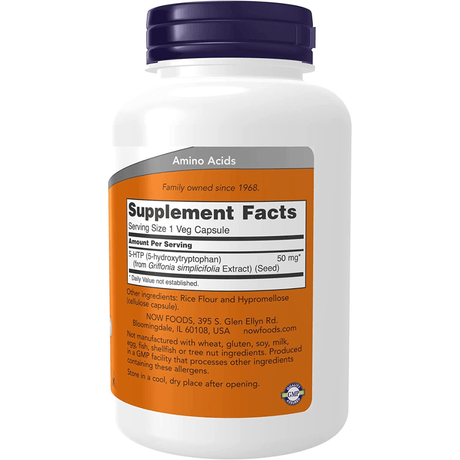 NOW Foods 5-HTP 50 mg - 180 Cápsulas Vegetales - Haz Tu Pedido
