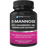 Purest Vantage D Mannose with Cranberry And Dandelion Extract - 120 Cápsulas Vegetarianas - Haz Tu Pedido