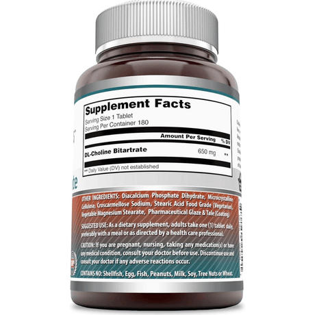 Amazing Nutrition Choline Bitartrate 650 mg - 180 Tabletas - Haz Tu Pedido