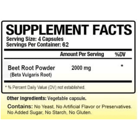 Biotech Nutritions Beet Root 2000 mg - 250 Cápsulas - Haz Tu Pedido