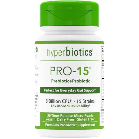 Hyperbiotics Probiótico PRO-15: Ideal Para El Soporte Diario Del Sistema Digestivo 5 Mil Millones CFU - 30 Microperlas de Liberación Prolongada - Haz Tu Pedido