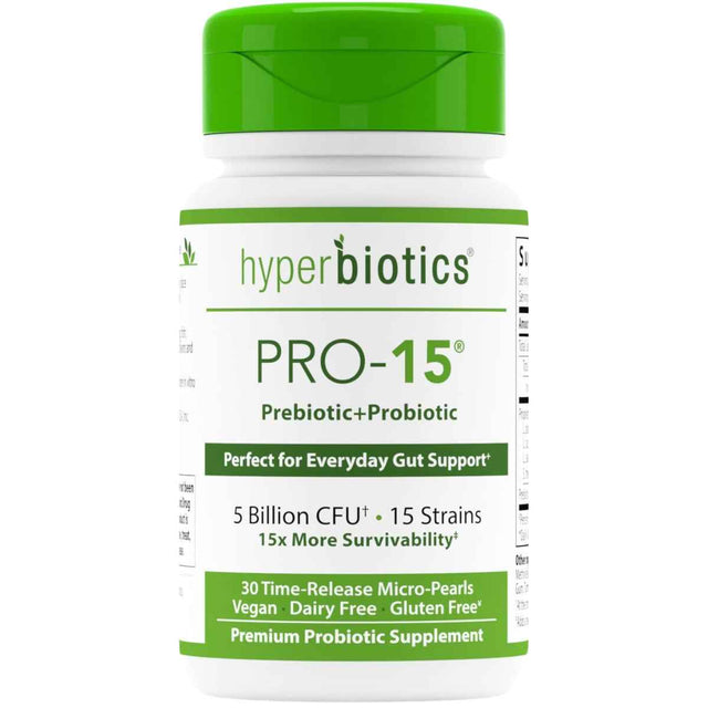 Hyperbiotics Probiótico PRO-15: Ideal Para El Soporte Diario Del Sistema Digestivo 5 Mil Millones CFU - 30 Microperlas de Liberación Prolongada - Haz Tu Pedido