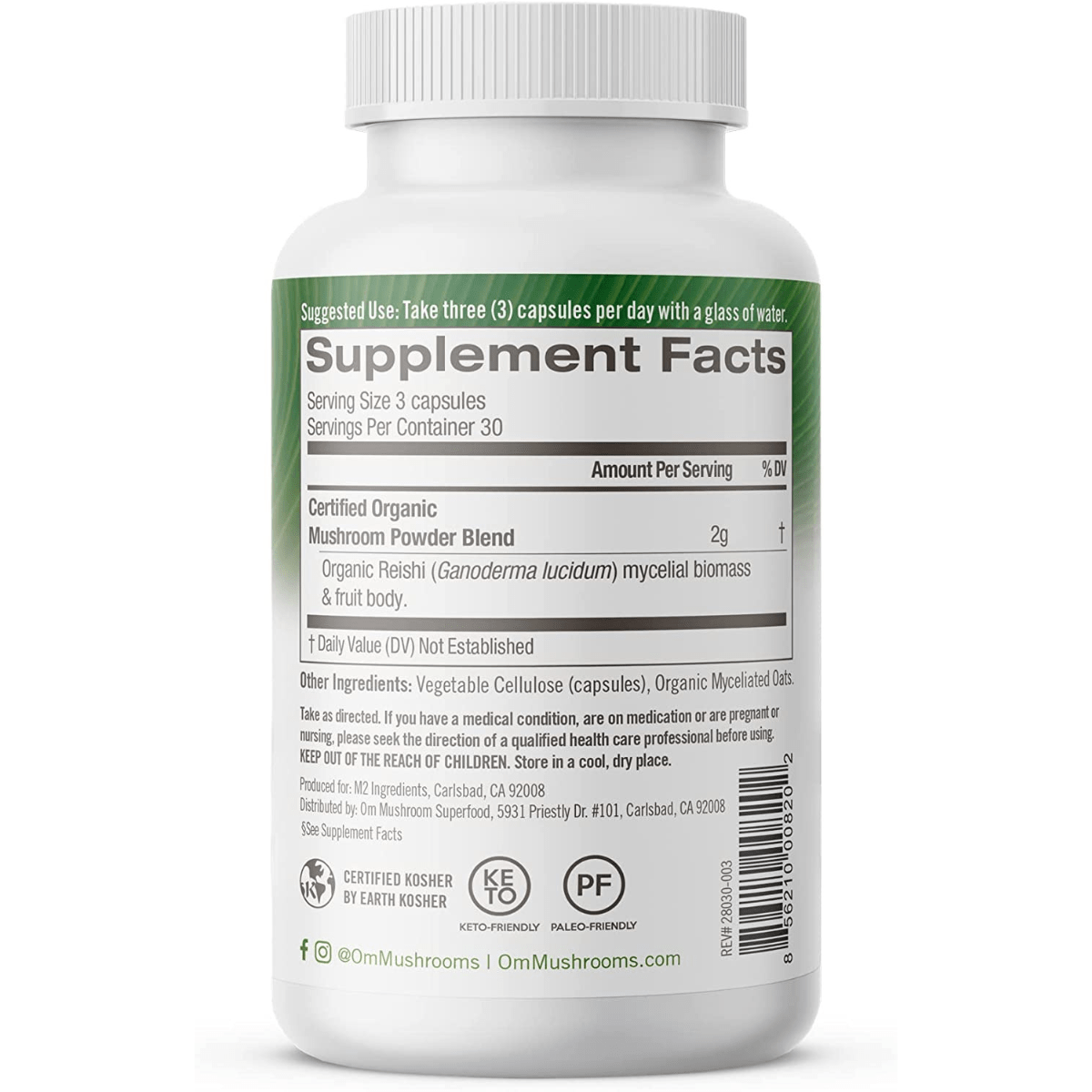 Om Mushroom Superfood Mushroom Reishi - 90 Cápsulas Vegetales - Haz Tu Pedido