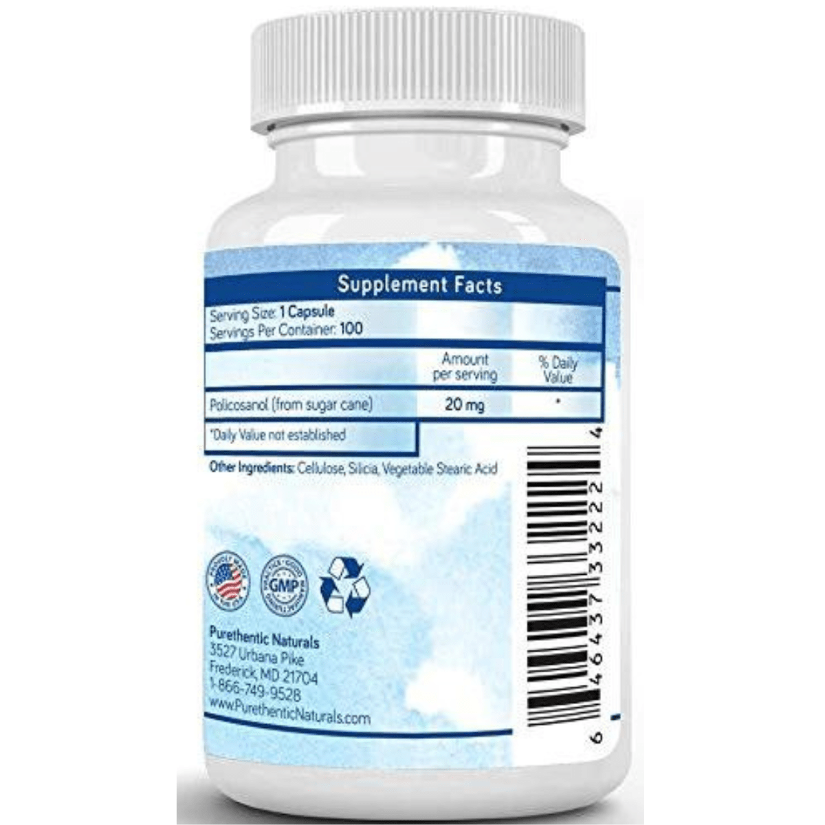 Purethentic Naturals Policosanol 20 mg - 100 Cápsulas Veganas - Haz Tu Pedido