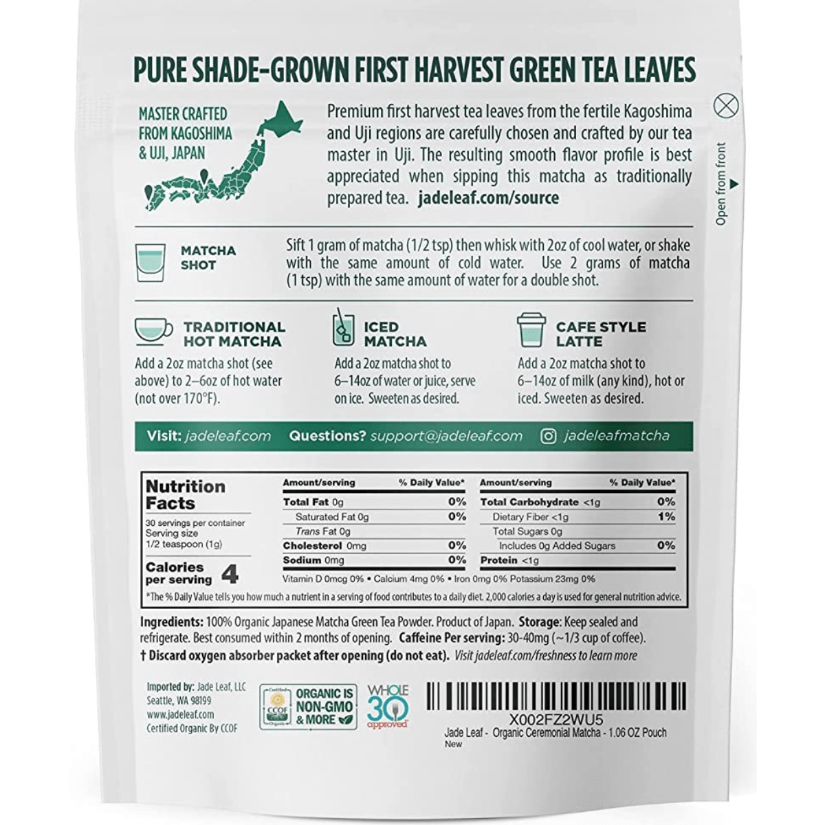 Jade Leaf Matcha Organic Matcha Green Tea Powder - Ceremonial Grade - Haz Tu Pedido