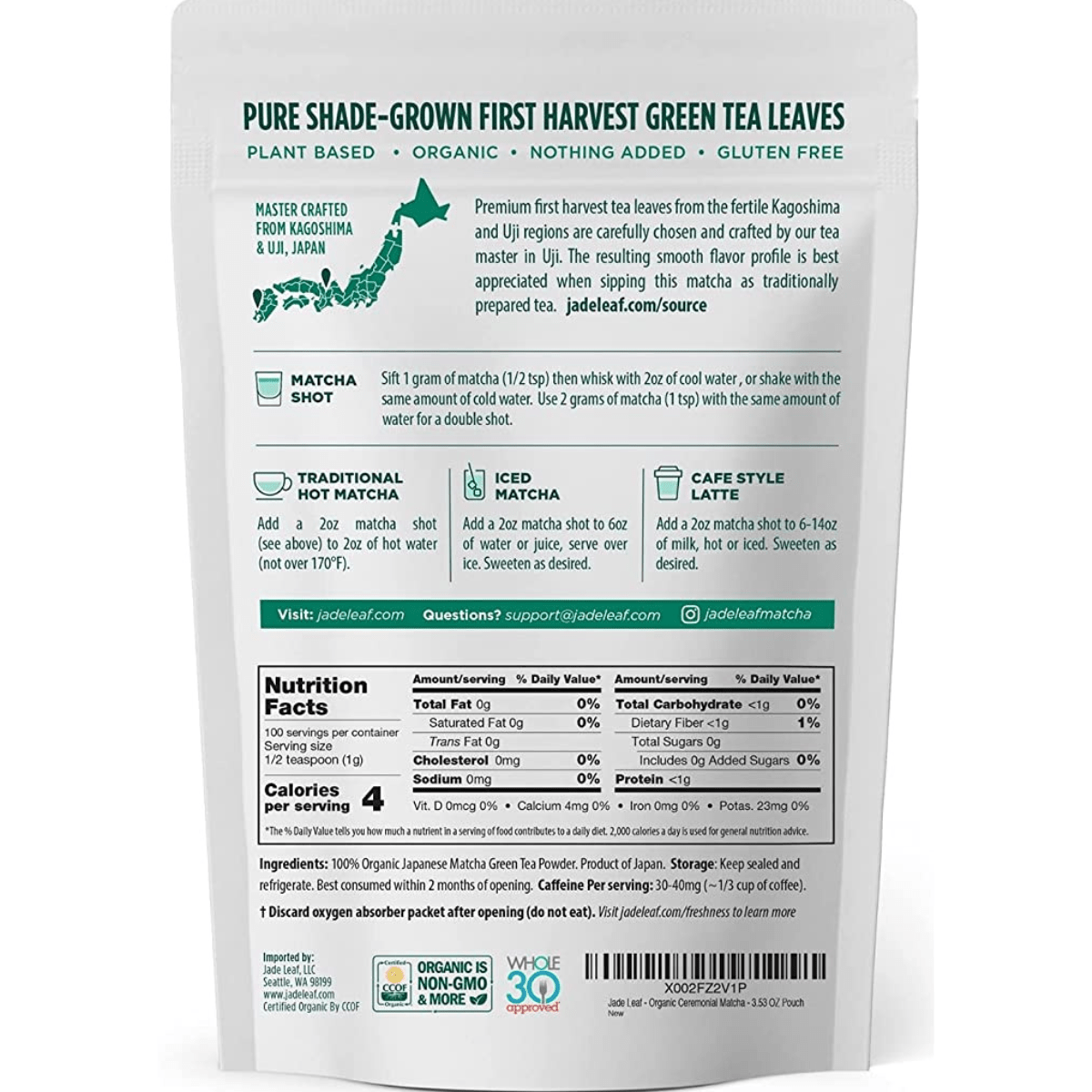 Jade Leaf Matcha Organic Matcha Green Tea Powder - Ceremonial Grade - Haz Tu Pedido