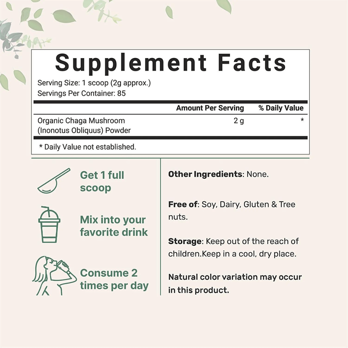 Micro Ingredients Organic Chaga Mushroom Extract - 170 g - Haz Tu Pedido