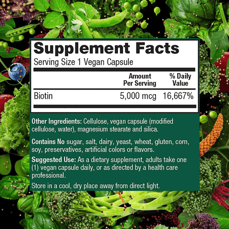 PlantFusion Vegan Biotin 5000 mcg - 120 Cápsulas Veganas - Haz Tu Pedido