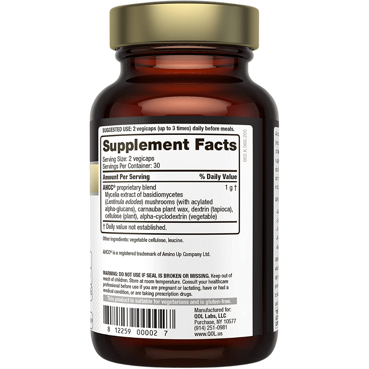 Quality of Life AHCC 500 mg - 60 Cápsulas Vegetales - Haz Tu Pedido