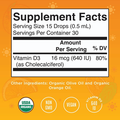 MaryRuth Organics Vitamin D3 For Children - Naranja - 15 ml - Haz Tu Pedido