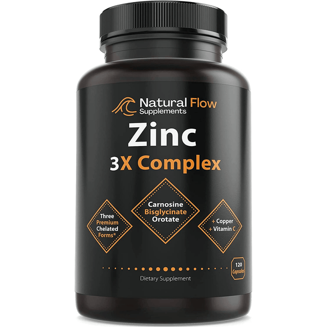 Natural Flow Supplements Complejo X3 de Zinc - 120 Cápsulas - Haz Tu Pedido