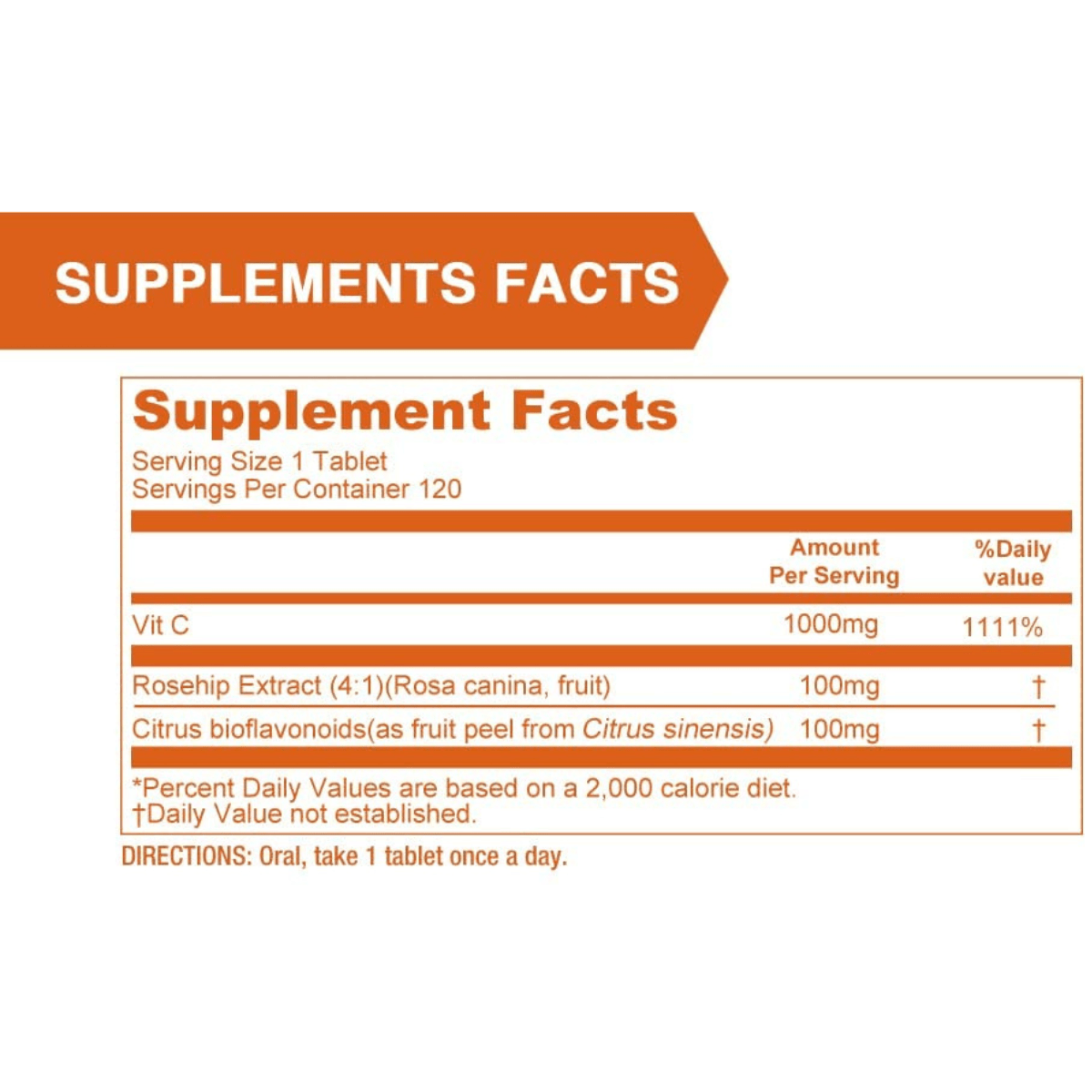Lovita Vitamin C 1000 mg with Bioflavonoids & Rose Hips - 120 Tabletas Vegetarianas - Haz Tu Pedido