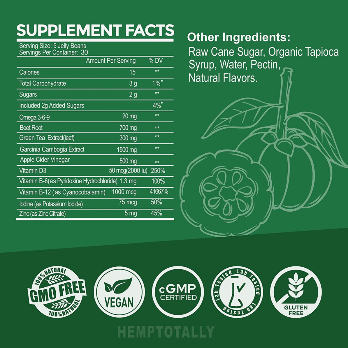 HempTotally Garcinia Cambogia - 150 Frijolitos confitados - Haz Tu Pedido