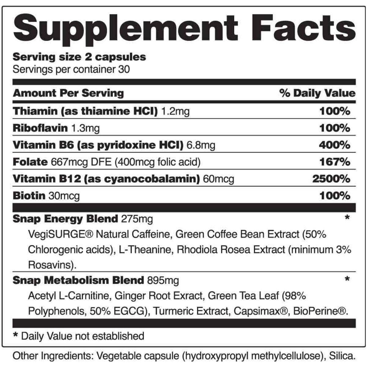 Snap Supplements Energy And Metabolism - 60 Cápsulas - Haz Tu Pedido