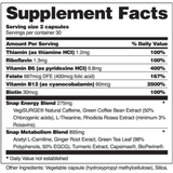 Snap Supplements Energy And Metabolism - 60 Cápsulas - Haz Tu Pedido