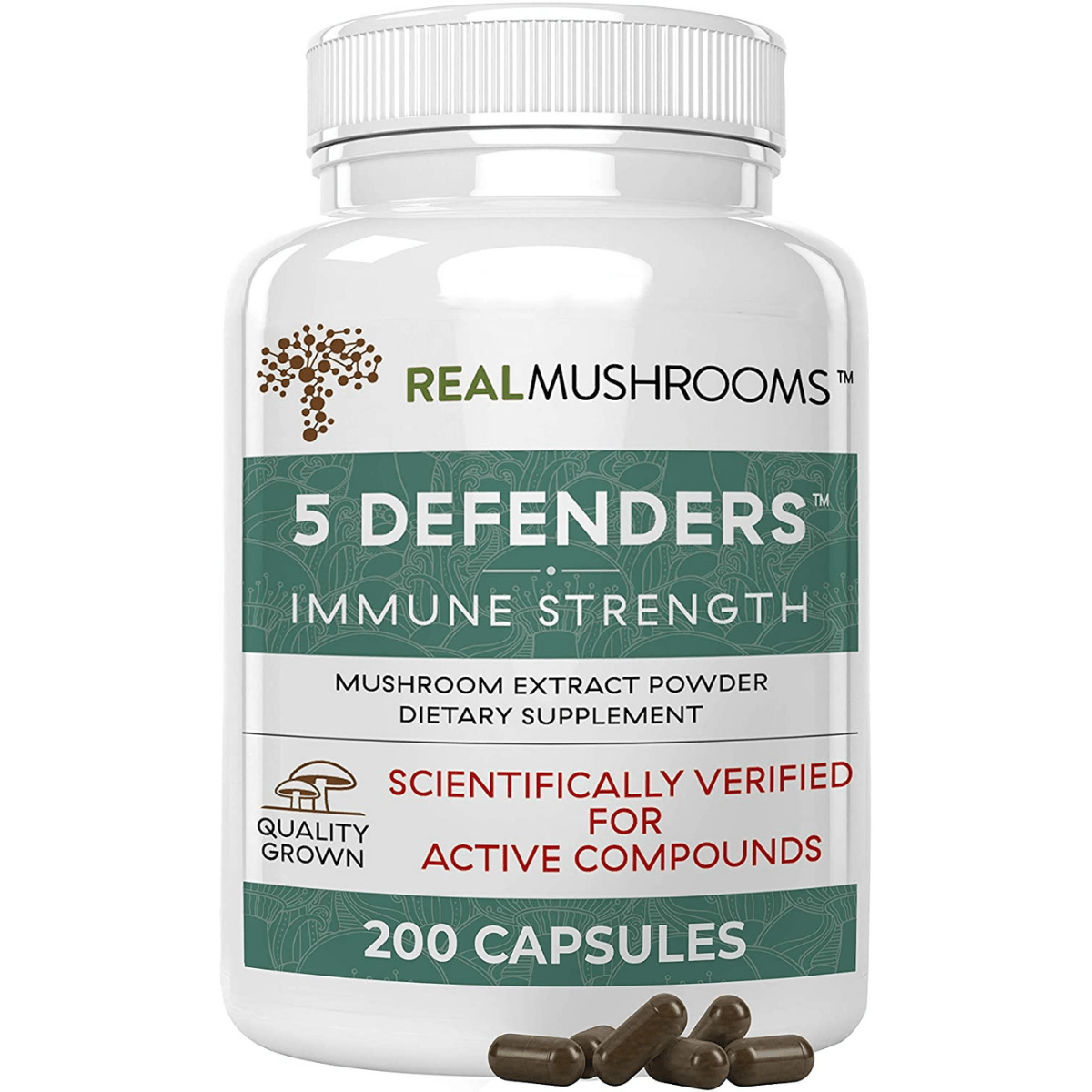 Real Mushrooms 5 Defenders Mushroom - 200 Cápsulas - Haz Tu Pedido