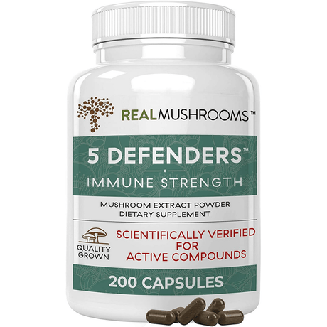 Real Mushrooms 5 Defenders Mushroom - 200 Cápsulas - Haz Tu Pedido
