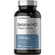 Betaina HCL Con Pepsina 1326 mg - 250 Cápsulas Vegetarianas - Haz Tu Pedido