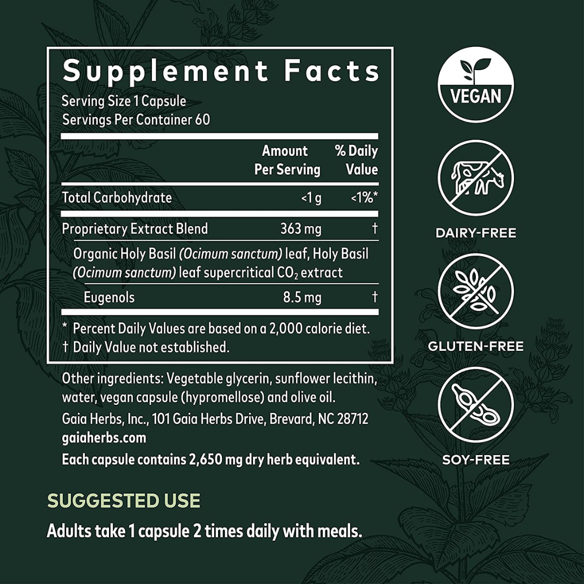 Gaia Herbs Holy Basil Leaf - Haz Tu Pedido