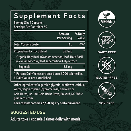 Gaia Herbs Holy Basil Leaf - Haz Tu Pedido