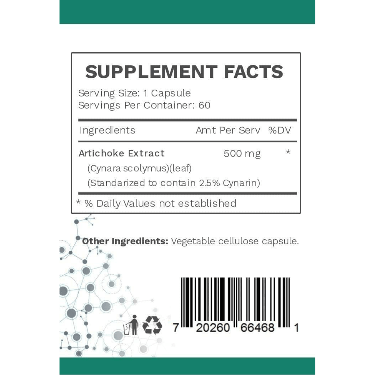 AMG Naturals Extracto de Alcachofa (Artichoke Extract) - 60 Cápsulas - Haz Tu Pedido