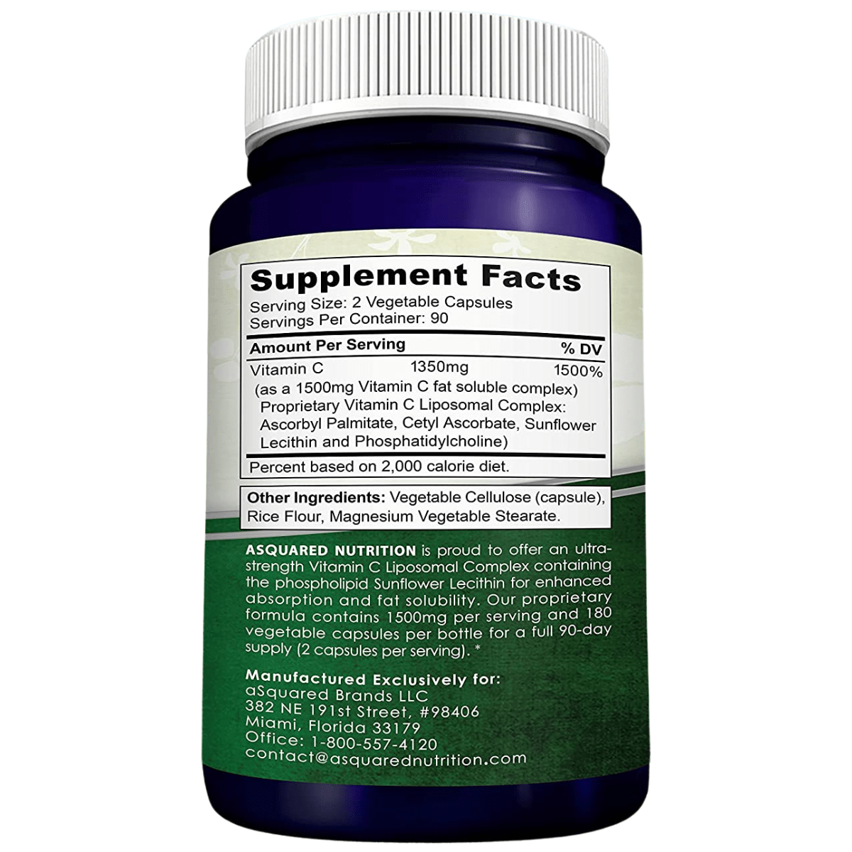 aSquared Nutrition Complejo de Vitamina C - 180 Cápsulas - Haz Tu Pedido