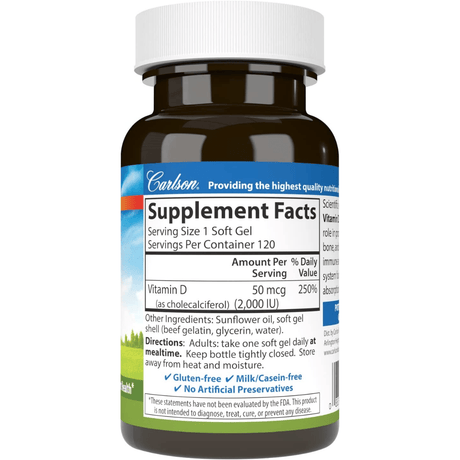 Carlson Vitamina D3, 2000 UI (50 mcg) - Haz Tu Pedido