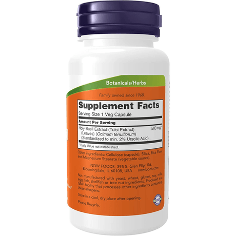 NOW Foods Extracto de Albahaca Sagrada 500 mg - 90 Cápsulas Veganas - Haz Tu Pedido