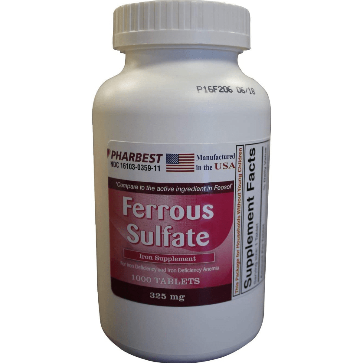 Pharbest Sulfato Ferroso 325 mg - 1000 Tabletas - Haz Tu Pedido