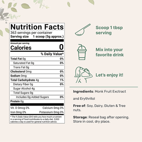 Micro Ingredients Endulzante de Fruta de Monje Dorado - 4 lb - Haz Tu Pedido