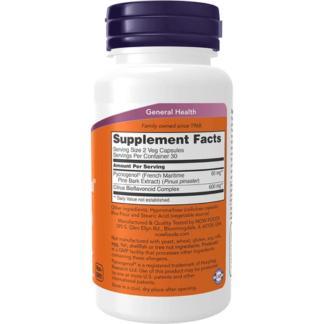 NOW Foods Pycnogenol 30 mg con Bioflavonoides - Haz Tu Pedido