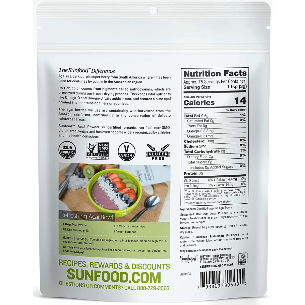 Sunfood Superfoods Acai en Polvo - Haz Tu Pedido