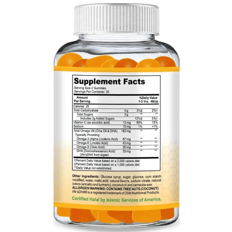 Shifaa Nutrition Omega 3 con DHA Para Niños - Limón y Naranja - 60 Gomitas - Haz Tu Pedido