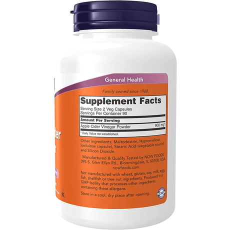 NOW Foods Vinagre de Manzana - 180 Cápsulas Veganas - Haz Tu Pedido